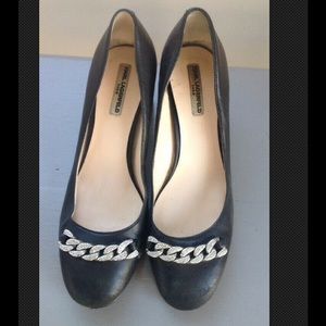 KARL LAGERFIELD PARIS BLACK BLING CHAIN HEELS 7.5